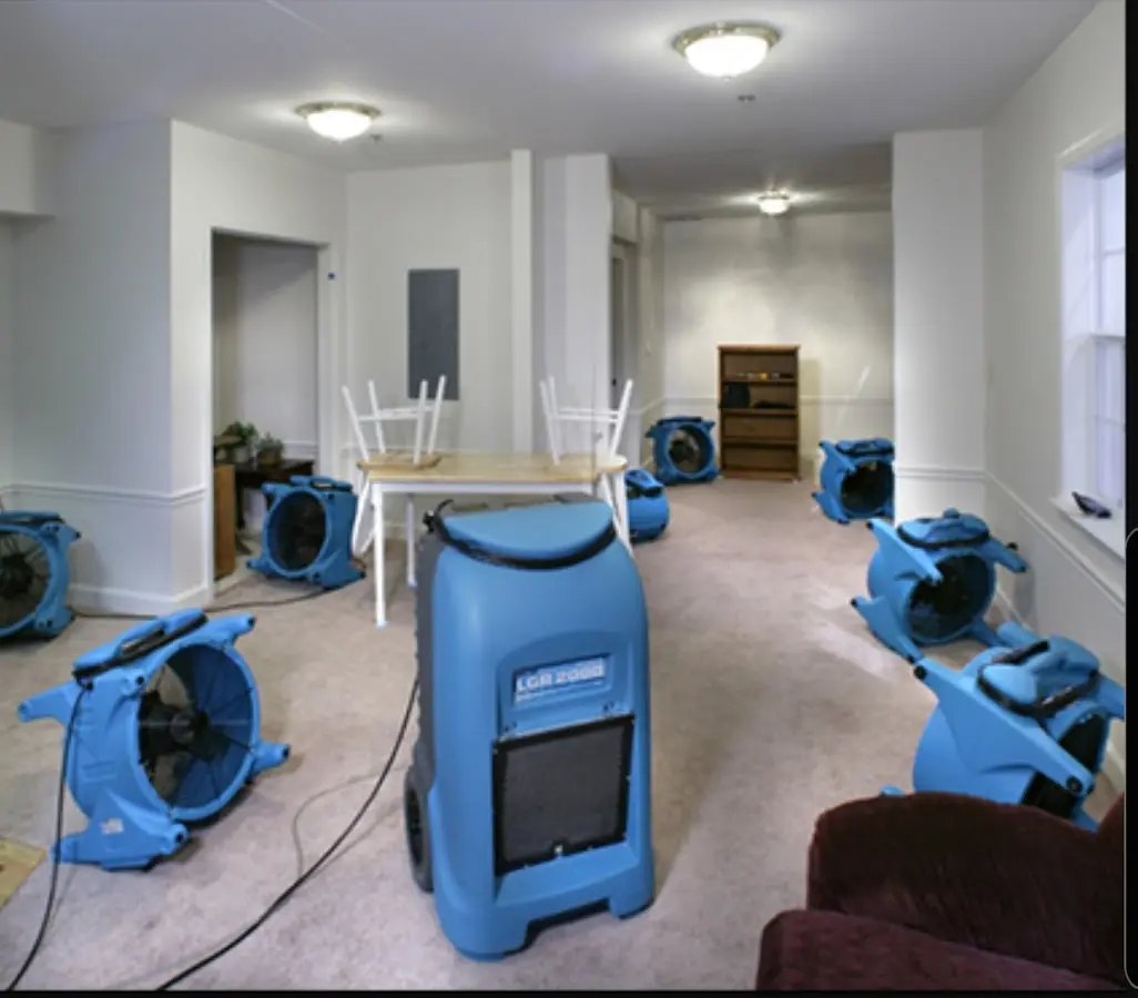 Air movers and dehumidifier setup for Water Extraction & Removal in Moultrie